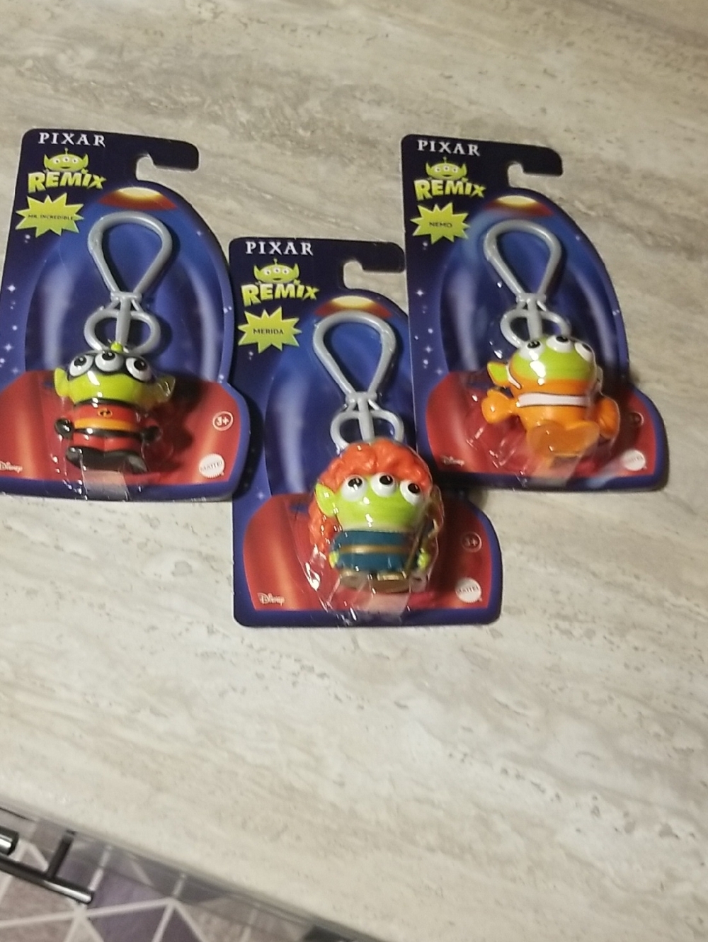 Mattel Pixar Remix Alien Keychain Set - Mr. Incredible   Merida And Nemo